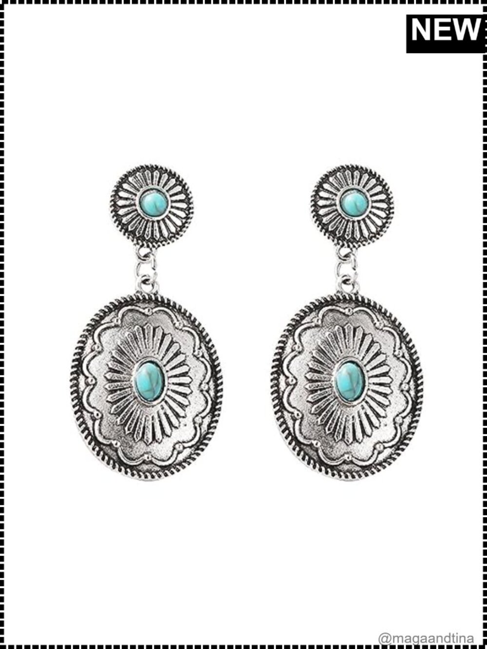 Turquoise Gemstone Beaded Drop Earrings Boho Tribal Statement Jewelry Gift